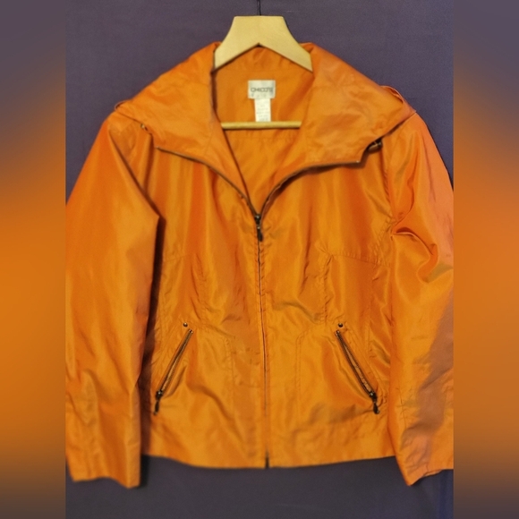 Chico's Orange Women's Rain Jacket Size 2 - Picture 1 of 6